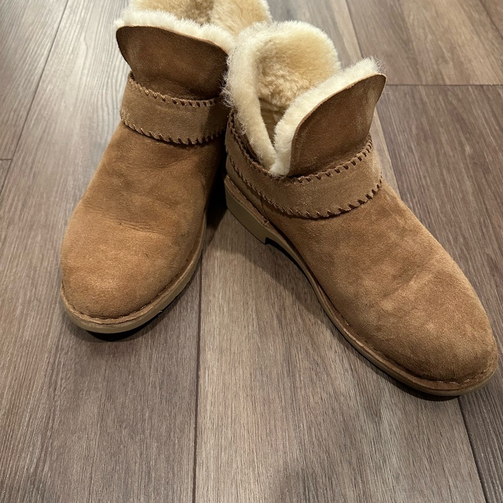 Women's Tan Shearling Lined Ankle Boots
